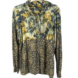 Ces Femme Multicolor Tie-Dye Pattern Oversized Cowl Neck sweater Size Small New